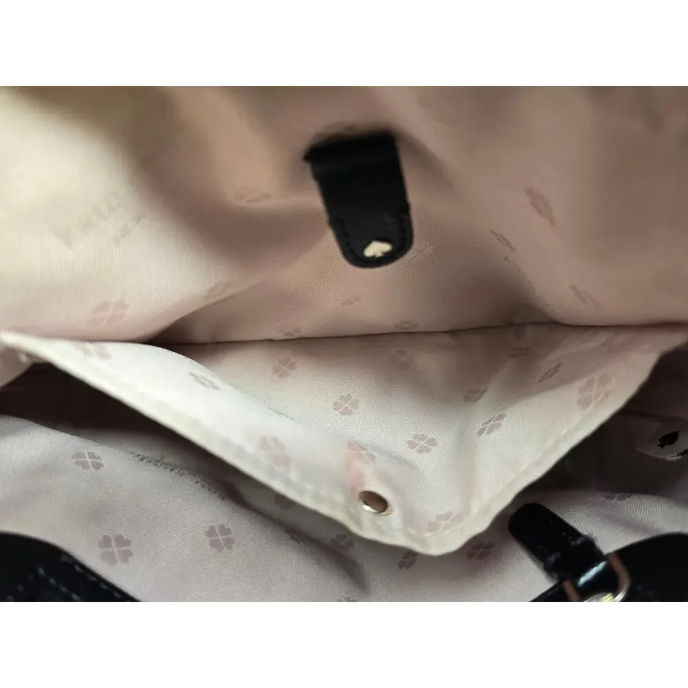 Kate Spade New York Crossbody Purse Black White Leather‎ Shoulder Bag Medium